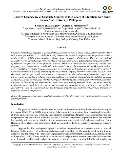 (PDF) Research Competence of Graduate Students of the College of ...