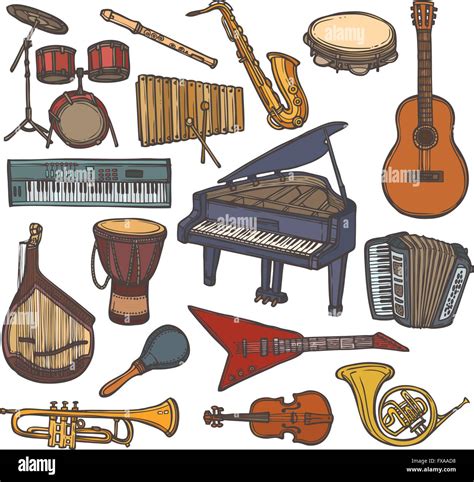 Indian Musical Instruments Drawing : Set Hand Drawn Traditional Indian Musical Stock Vector ...