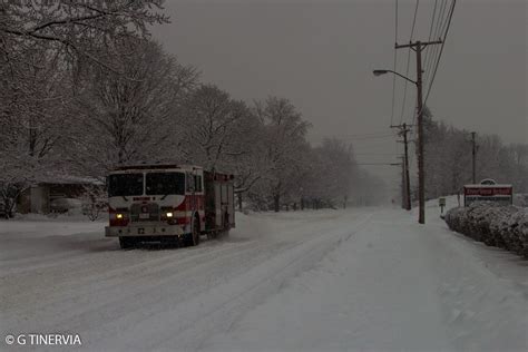 Elkhart Fire Department truck returning from an emergency call on January 5 in Elkhart, IN ...