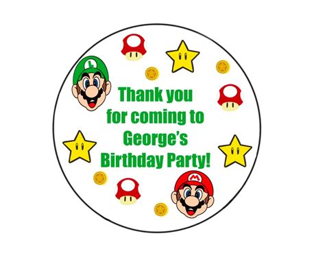 Super Mario Party Stickers, Personalised Stickers, Mario Game Party Bag ...