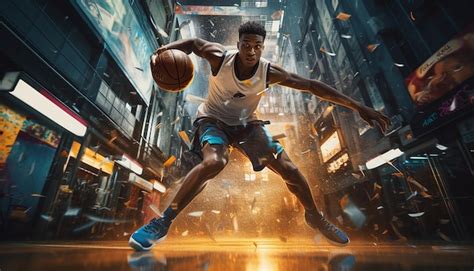 Premium AI Image | Basketball editorial dynamic photography in action