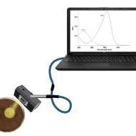 NIR spectrometer taking the reading of soil samples in petri dish ...