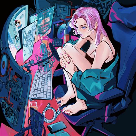 OTAKU GIRL by yichun hu | Cyberpunk aesthetic, Cyberpunk art, Character design