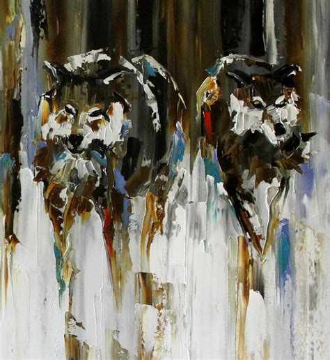 Palette Knife Painters, International: Return of the Wolf Pack Abstract Wildlife Oil Painting by ...