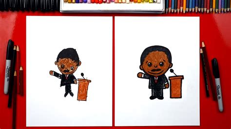 How To Draw Cartoon Martin Luther King Jr. - Art For Kids Hub