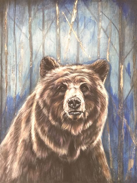 Original bear painting | Bear paintings, Painting, Mixed media painting