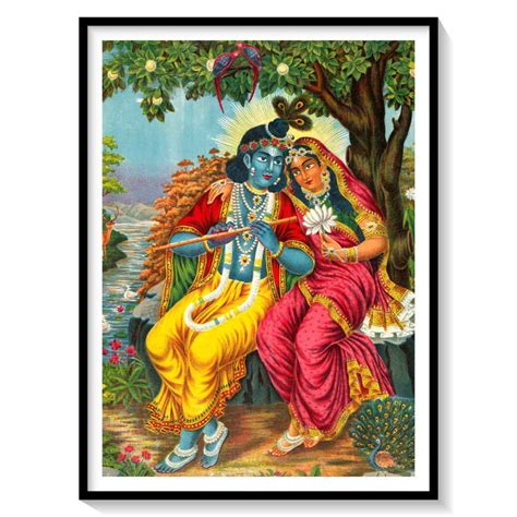 Radha Krishna Painting Painting & Wall Art Print by Raja Ravi Varma ...