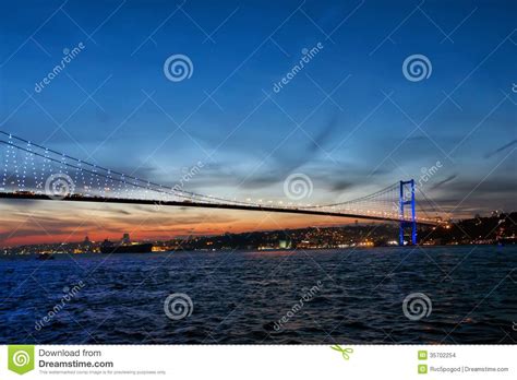 Bosphorus Bridge at Sunset, Istanbul, Turkey Stock Photo - Image of transportation, middle: 35702254