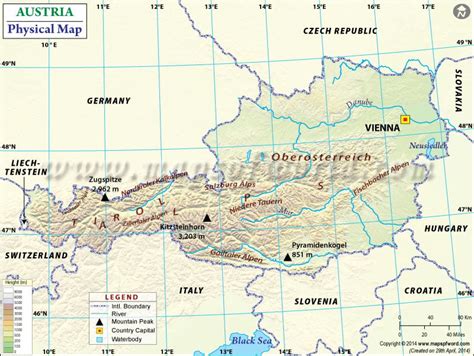 Physical Map of Austria