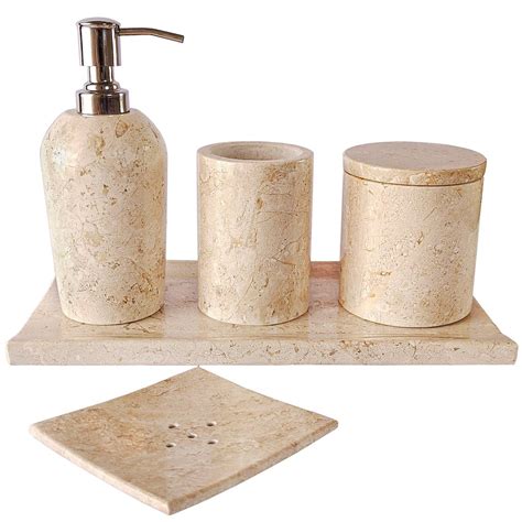 Handicraft Bazaar Beize Marble Bathroom Accessories Set, Size ...