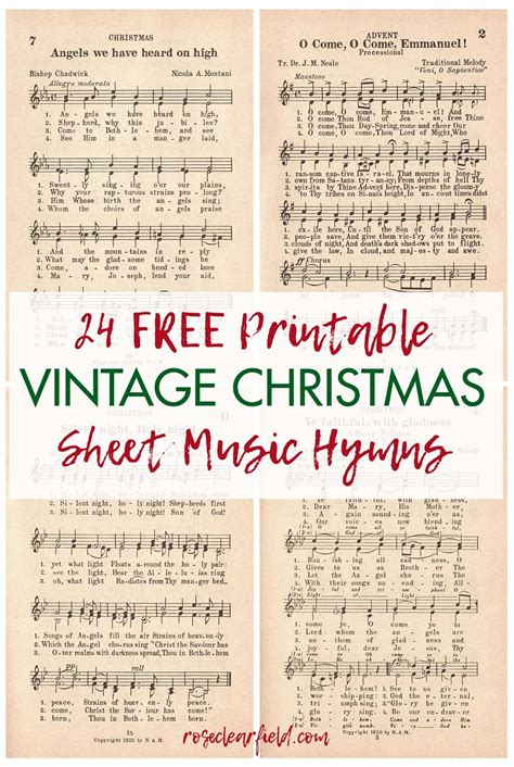 24 FREE Printable Vintage Christmas Sheet Music Hymns