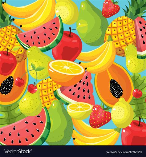 Delicious tropical fruit background design Vector Image