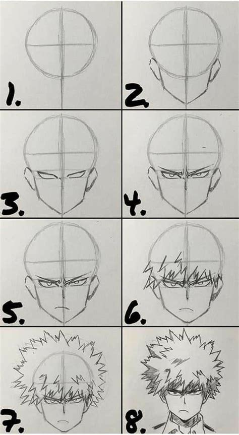 Bakugo Katsuki drawings, anime boku no hero academia | Pasos para dibujar anime, Tutoriales de ...