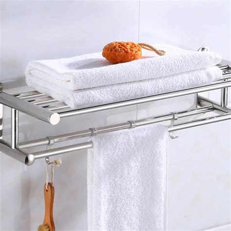 Bathroom Towel Holder Bathroom Organizer Stainless Steel Wall mounted Towel Rack Home Hotel Wall ...