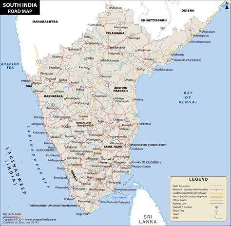 South India Road Map, Road Map of South India