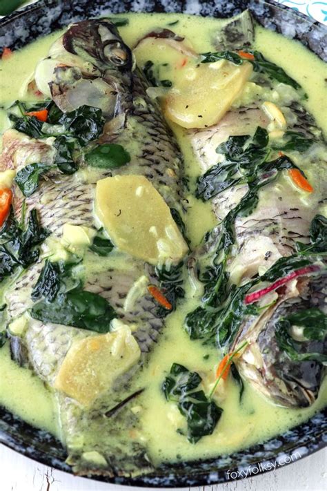 Ginataang Tilapia (Tilapia in Spicy Coconut Milk) - Foxy Folksy | Recipe | Whole fish recipes ...