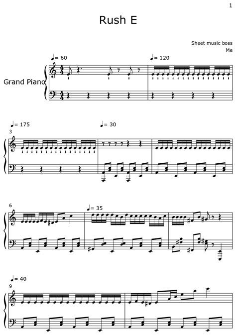 Rush E - Sheet music for Piano