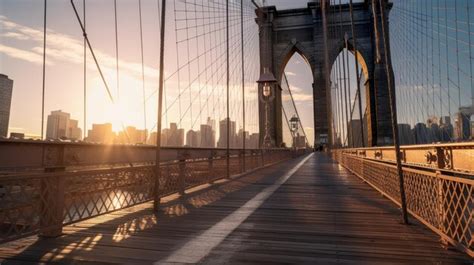 Premium AI Image | sunset on the brooklyn bridge