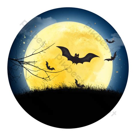 Halloween Cartoon Drawing Vampire Moon Night Starry Sky Moon Bat PNG ...