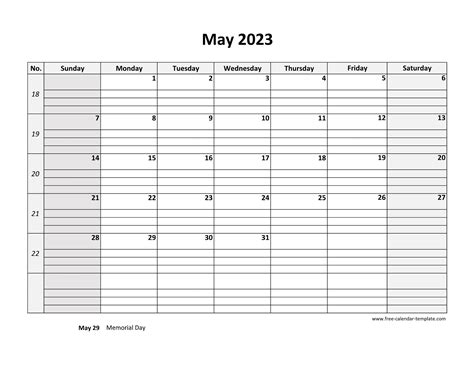 May 2023 Calendar Editable Word