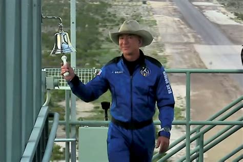 Jeff Bezos wears a cowboy hat for his wild ride to space on Blue Origin rocket and gets ...