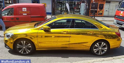 Shiny Gold Chrome Mercedes-AMG CLA 45 Car Spotted in Watford