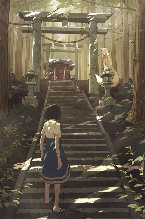 Steps to the Temple by Kevin Hong | Animation art, Anime art, Concept art