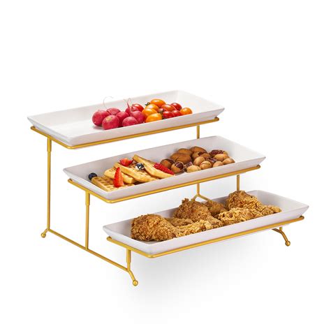 Large 3 Tier Serving Stand Tiered Serving Trays Collapsible Sturdier ...