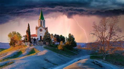 #422916 lightning, outdoors, Spain, church, building, sky - Rare Gallery HD Wallpapers