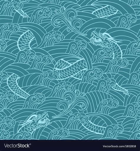 Asian pattern with dragon background Royalty Free Vector