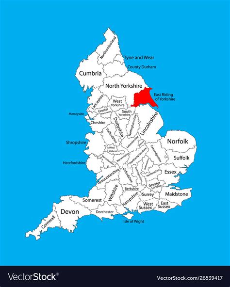 Map east riding yorkshire united kingdom Vector Image