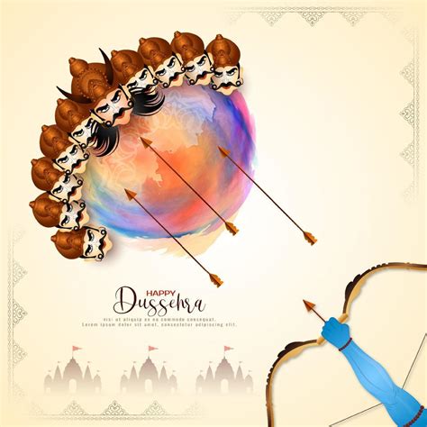 Happy Dussehra and Vijaya dashami festival background with ten headed Ravana design 14483935 ...