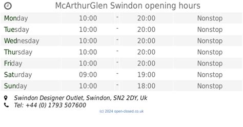 McArthurGlen Swindon opening times (2019 update)