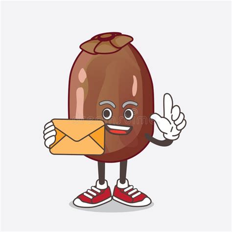 Date Palm Fruit Cartoon Mascot Character Holding an Envelope Stock Vector - Illustration of ...