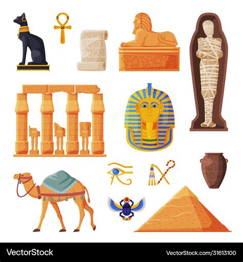 Ancient egypt set egyptian traditional cultural Vector Image