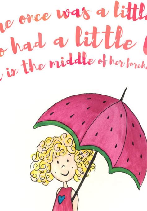 Little Girl With a Curl Watercolor Print Nursery Rhyme Art for Kids ...