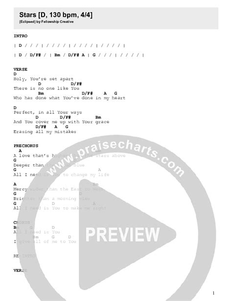 Stars Chords PDF (Fellowship Creative) - PraiseCharts