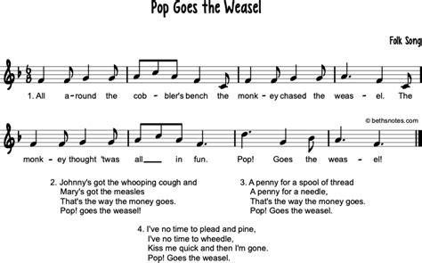 Pop! Goes the Weasel - Beth's Notes