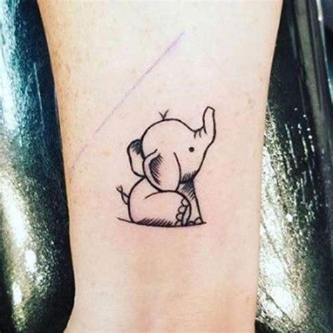 Cute Elephant Outline Tattoo