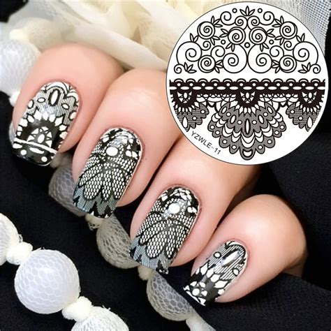 1 Pc Lace Design DIY Nail Art Image Stamp Stamping Plates 5.5cm Round ...