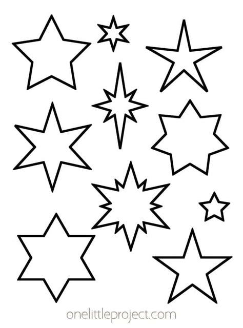 Star Template | Free Printable Star Outlines - One Little Project