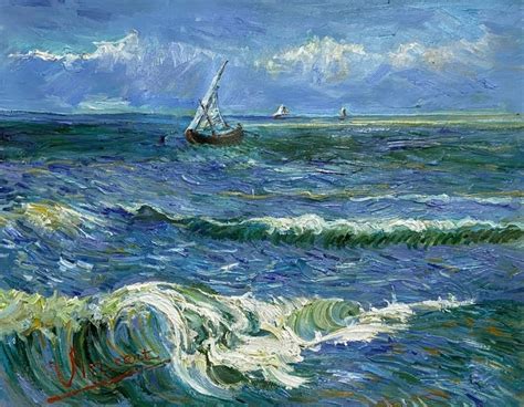 Van Gogh Seascape at Saintes-maries Painting, Hand-painted in Oil on Canvas - Etsy