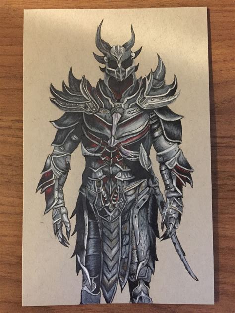 Skyrim Daedric Armor Drawing at PaintingValley.com | Explore collection ...