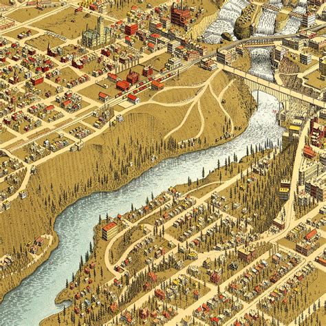 Vintage Map of Spokane, Washington 1905 by Ted's Vintage Art