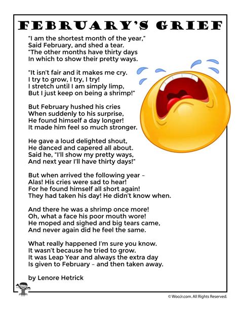 February's Grief Leap Year Poem for Kids | Woo! Jr. Kids Activities