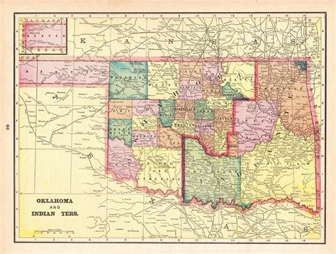 1901 Antique INDIAN TERRITORY Map George Cram Atlas Map of - Etsy | Miniature map, Map of ...