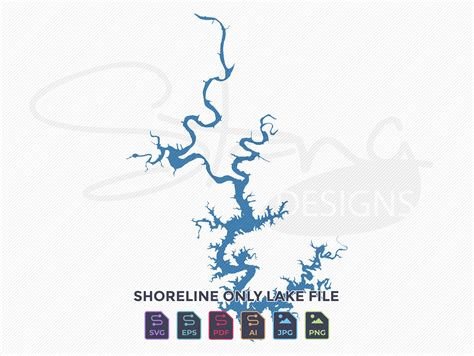 Norfork Lake AR Shoreline Only Map Single Layer Svg Pdf Ai Eps Png Jpg ...