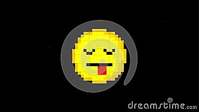 Smile Holographic Symbol Seamless Loop Glitch Interference Animation. New Dynamic Retro Joyful ...