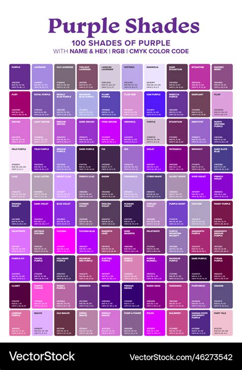 Purple 100 color shades Royalty Free Vector Image