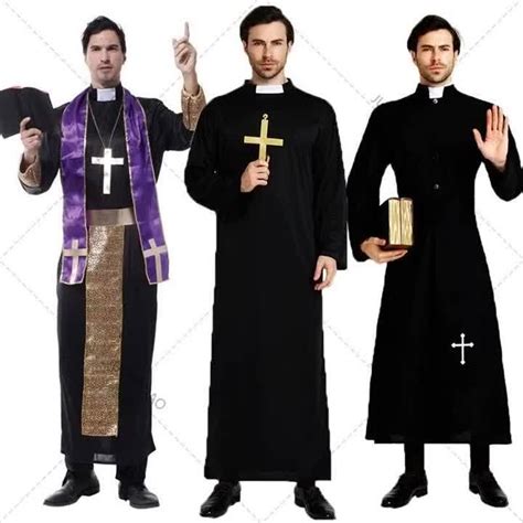 Easter Purim Halloween Costume for Men Father Priest Bishop Costumes ...